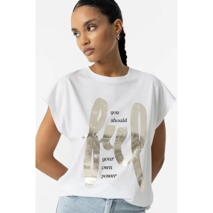 Tiffosi Camiseta Mujer Manga Corta Madrid_14 Blanco 100% Algodón - 1