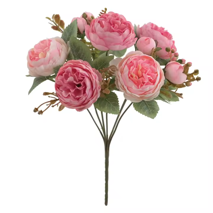 1 Pieza De Flores Artificiales Peonia De Seda Para Decoración Casa Boda Fiesta Faux Bouquet Arreglo De Plástico - 1