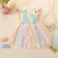 Vestido De Enredadera Para Niña Verano Con Enredaderas Y Mariposa Tamaño 0-3 Años Material Poliéster Estilo Encantador - details 1