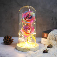 Lámpara De Rosas Rojas En Domos De Vidrio Base De Madera Belleza Y Bestia Regalo De San Valentín Y Navidad Decoración Para El Hogar - details 26