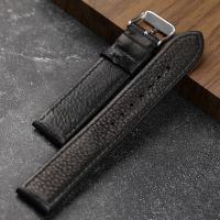 Correa De Reloj De Cuero De Avestruz Sudáfrica Hecha a Mano En Negro Tamaños 18 19 20 21 22MM Vintage Para Hombres Con Hebilla - details 2