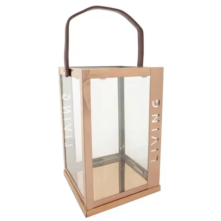 WANDERLUST DECO Farol de Acero Inoxidable y Cristal para Decoración Exterior 18x18x30h Cm - 1