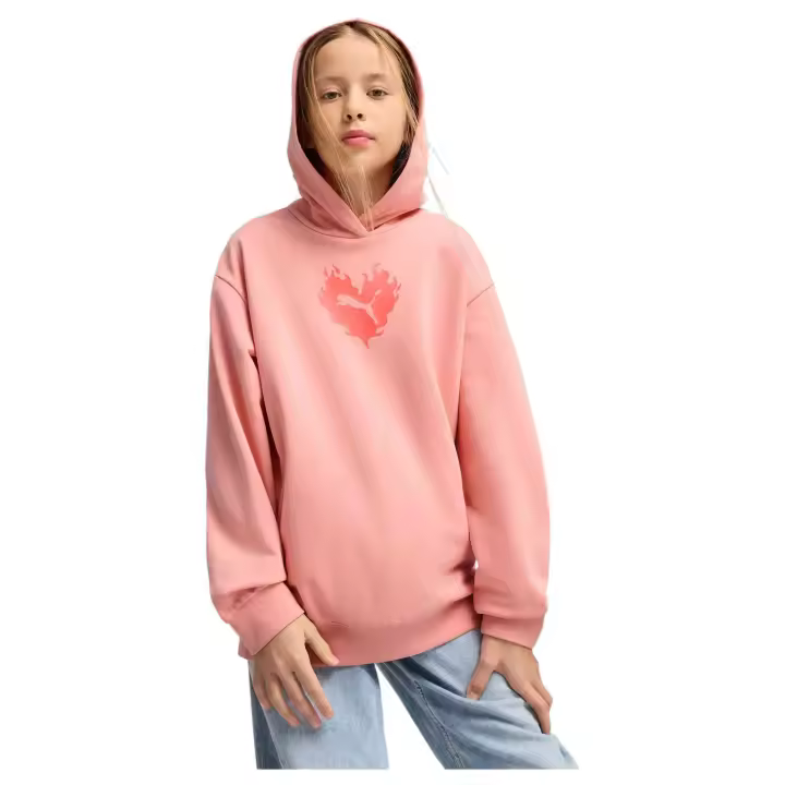 Sudadera con Capucha Puma Flaming Love para niños unisex en color rosa - 1
