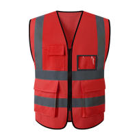 Chaleco De Seguridad Reflectante Para Verano Visibilidad Alta Con Bolsillos Cremallera Para Trabajo Nocturno Y Construcción Sin Mangas Unisex - details 1