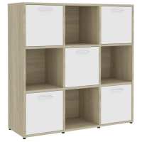 vidaXL Estantería madera contrachapada 90x30x90 cm Blanco, Negro, Gris Mueble Almacenaje Estantería para Oficina, Estudio, Dormitorio Estantería/Librería/ mueble de Almacenamiento - details 3
