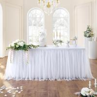 Enagua De Tule Blanca Para Mesa Rectangular O Redonda 2 Capas De Enaguas Plegadas Decoración Para Bodas Cumpleaños Baños De Lujo Y Mesas De Postres - details 7