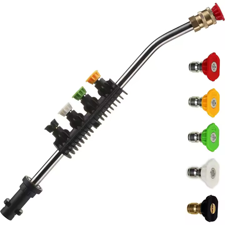 Extensión de pistola de lavado de alta presión, pistola de repuesto de 38 cm con 5 boquillas de limpieza de chorro, extensión de pistola pulverizadora para Kärcher K2 K3 K4 K5 K6 K7 K Serie - 1