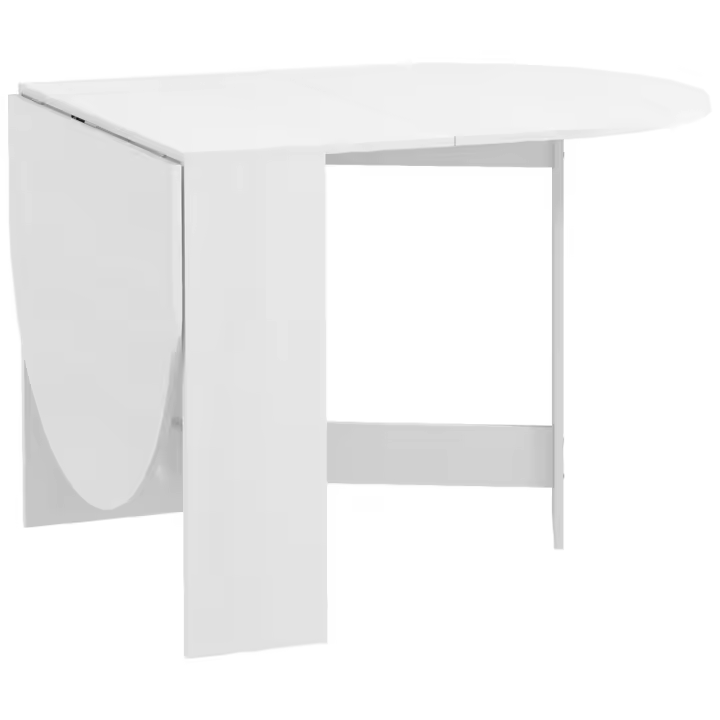 HOMCOM Mesa de Comedor Plegable Mesa de Cocina Plegable Ovalada con Alas Abatibles Estilo Moderno 163x80x75 cm Blanco - 1