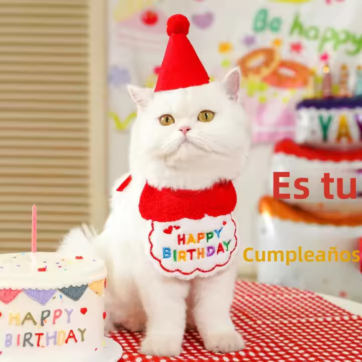  Conjunto De 2 Bandanas Y Sombrero De Cumpleaños Para Gatos Y Perros Ropa De Cumpleaños Para Mascotas Accesorios Para Fiesta De Mascotas - 1