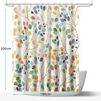 Cortina De Ducha 180x200, Estampada Botánico Colorido con Agujas Cortina BañO Lona Impermeable Antimoho Cortina De Ducha Cortinas De BañO con 12 Ganchos - details 3