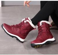 Botas De Tobillo Para Mujer Invierno Calor No Derrapante Negras Botas De Nieve Con Cordones Chaussures Femme Botines Mujer Planas - details 12