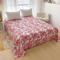 Sábana Plana De Cama Doble Con Estampado De Flor Roja Sábana Superior De Poliéster 100% Para Cama Individual/Reina/King - details 2