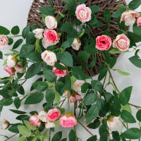Rosa Artificial Colgante De Encaje UV Resistente Para Interior Exterior Jardín Porche Boda Decoración De Pared Flor Falsa De Seda Para Aniversario Baño Fiesta - details 3