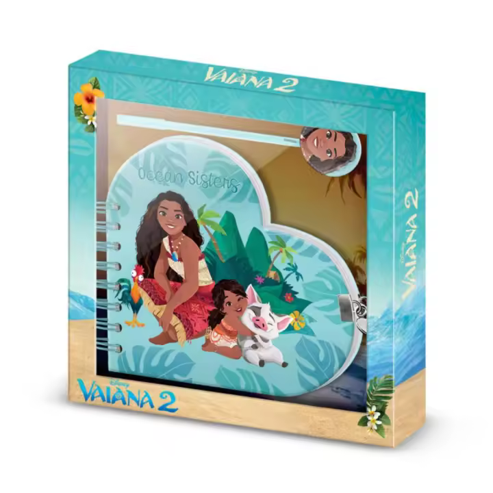 Pack Regalo Karactermania Diario con Candado en Forma de Corazón más Bolígrafo Disney Vaiana  24x23x2.5cm - 1