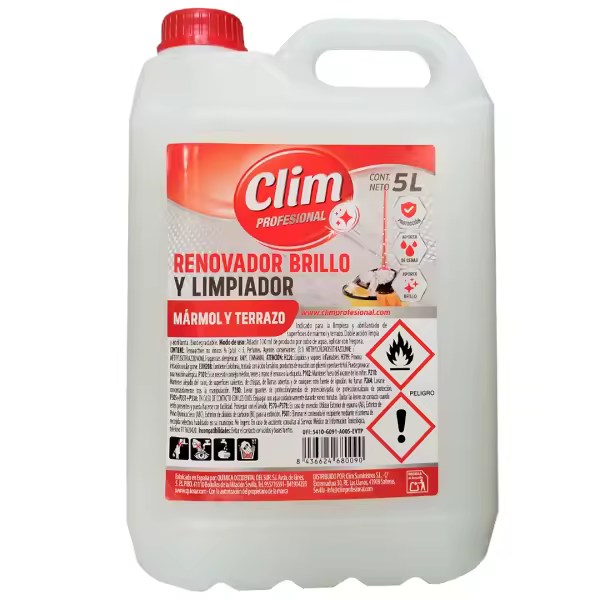 Fregasuelos y renovador de brillo para suelos de mármol y terrazo Clim Profesional. Garrafa de 5L - 1