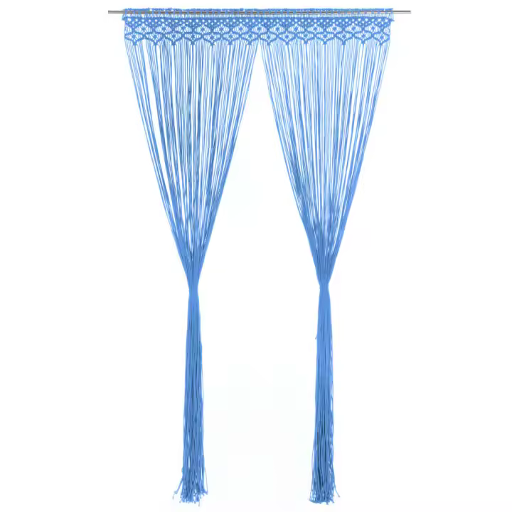 vidaXL Cortina de Macramé Algodón 140x240 cm Persiana Translúcida Ventana Color Crema,  Azul,  Antracita y mas - 1