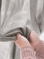 Cortina De Lino Y Algodón Gris Sólido Coreano a Prueba De Viento Y Aislante Térmico Para Sala De Estar Y Dormitorio - details 4