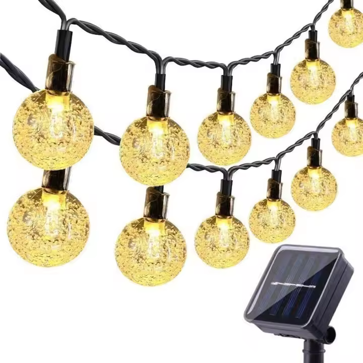 Luces solares de hadas para exteriores, 50 LED, 7 m, bolas de cristal solares, luces impermeables para exteriores e interiores, iluminación para jardín, árboles, patio, Navidad, bodas, fiestas - 1