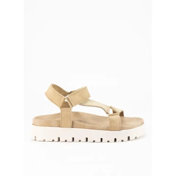 Sandalia de Piel con Serraje para Mujer en Color Taupe - 1