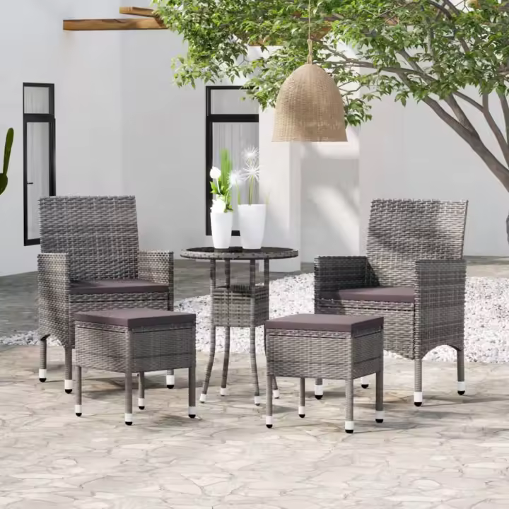vidaXL Juego de muebles de jardín 5 piezas ratán sintético gris - 1
