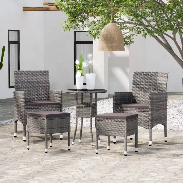 vidaXL Juego de muebles de jardín 5 piezas ratán sintético gris - 1