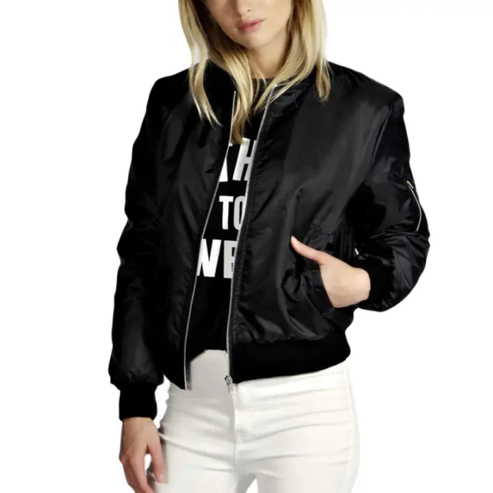 Chaqueta De Motociclista Vintage Para Mujer Con Cuello Erguido Y Bolsillos Cierre De Cremallera Chaqueta De Cuero Sintético Corta Para Otoño Y Primavera - 1