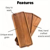 Plato De Madera De Acacia Japonés Rectangular Para Comedor Frutas Aperitivos Taza De Té Oval Tratamiento De Superficie Natural - details 7