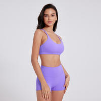 Sujetador De Fitness Para Mujer En Color Sólido Soporte Alto Con Push up Y Padded Espalda Cruzada Hollow Para Yoga Y Gimnasio Deporte Top Tensión Alta Absorbedora De Choque - details 4