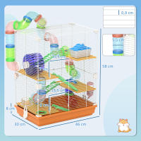 PawHut Jaula para Hámster Casa para Animales Pequeños con Túnel Plataformas Cuenco Bebedero Casita Rampas y Rueda de Ejercicio 46x30x58 cm - details 0