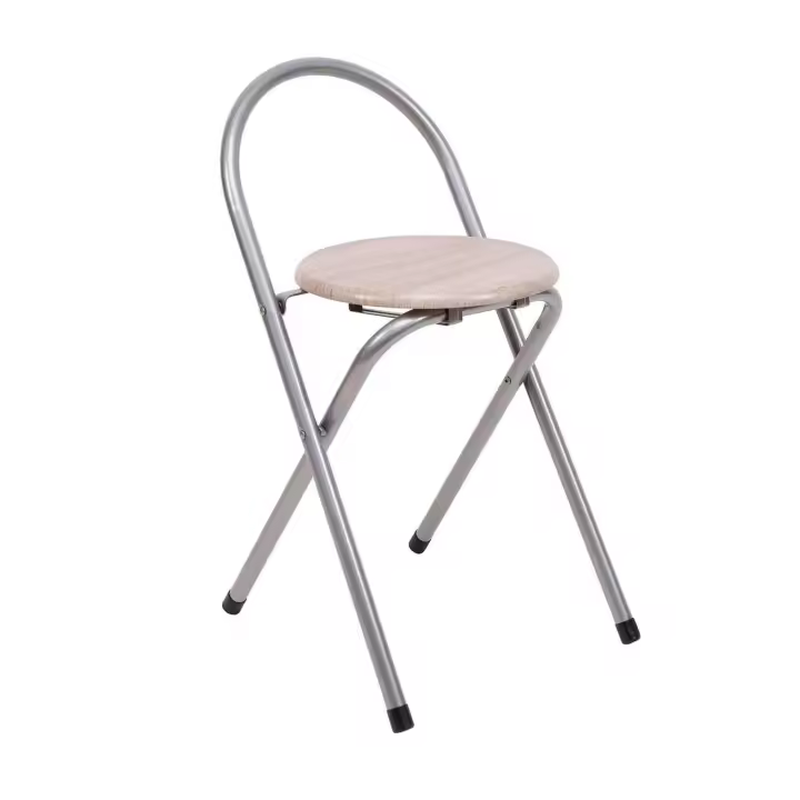 The Secret Home - Taburete Plegable de Cocina con Respaldo - Silla Plegable de Metal y Madera - 1