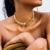 Collar Corto KunJoe Multicapa Color Oro Con Cuentas Irregulares Y Cadena Clavicular Para Mujer Joyería De Moda Nueva Geométrica Clásica Para Fiesta - details 5
