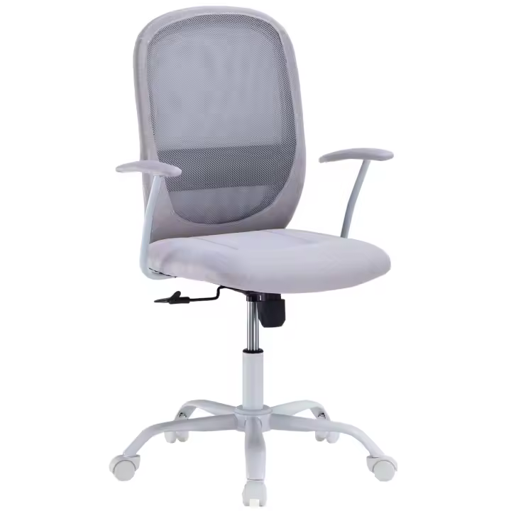 Silla De Oficina Giratoria Dapi Color Gris y Blanco - 1