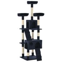 vidaXL Rascador para Gatos con Poste de Sisal 170 cm Árbol Arañar Juguete Color Azul,  Gris,  Beige con huellasde patas y mas - details 0