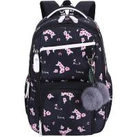 Mochipa Escolar para Mujer (negra) -Mochipa de alta calidad para estudio y viaje, ideal para Mujeres jóvenes y adultas, color Negro (Las bolas de pelo se Dan al azar.) - details 1