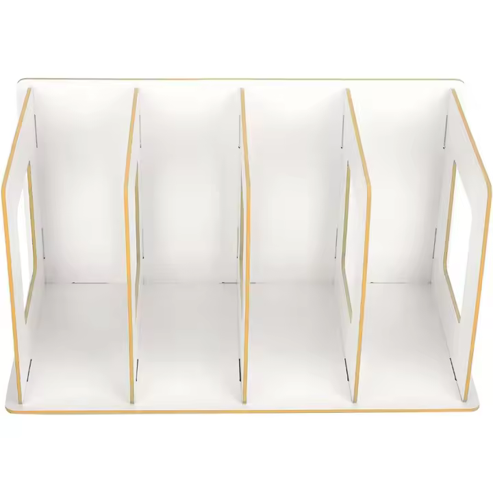 Estantería de libros, estante de escritorio de madera de bricolaje, almacenamiento de DVD, organizador de revistas, caja de almacenamiento de libros extraíbles a; 4 secciones para estudiantes, niños, adultos (blanco cálido) - 1