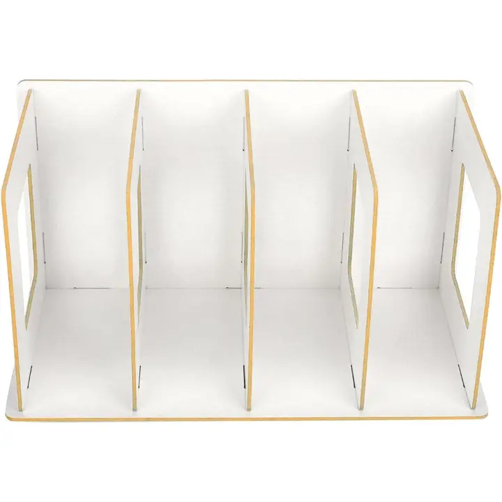 Estantería de libros, estante de escritorio de madera de bricolaje, almacenamiento de DVD, organizador de revistas, caja de almacenamiento de libros extraíbles a; 4 secciones para estudiantes, niños, adultos (blanco cálido) - 1