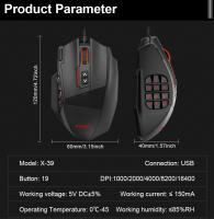 Ratón De Juego RGB E-YOOSO X-39 Con Cable USB 16400 DPI PAW3327 19 Botones Programables Sensor Óptico Para PC Y Laptop - details 10