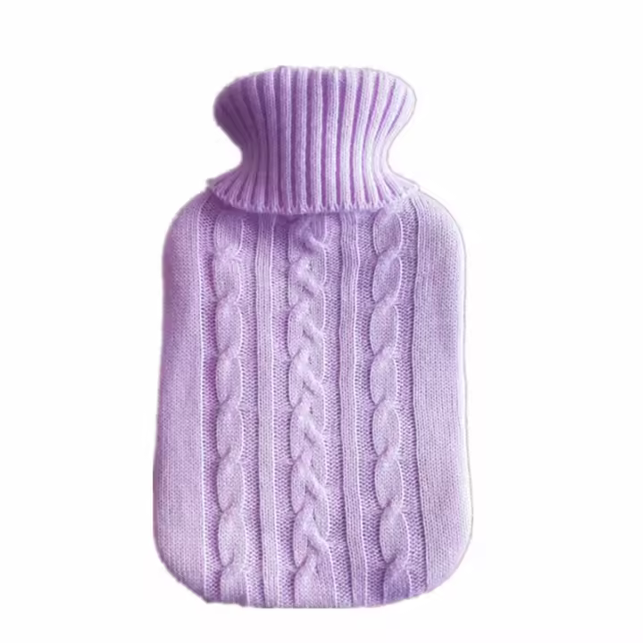 Botella De Agua Caliente De Goma Natural Grande 2L Con Funda De Felpa Sintética Faux Fur Para Calidez Y Confort - 1
