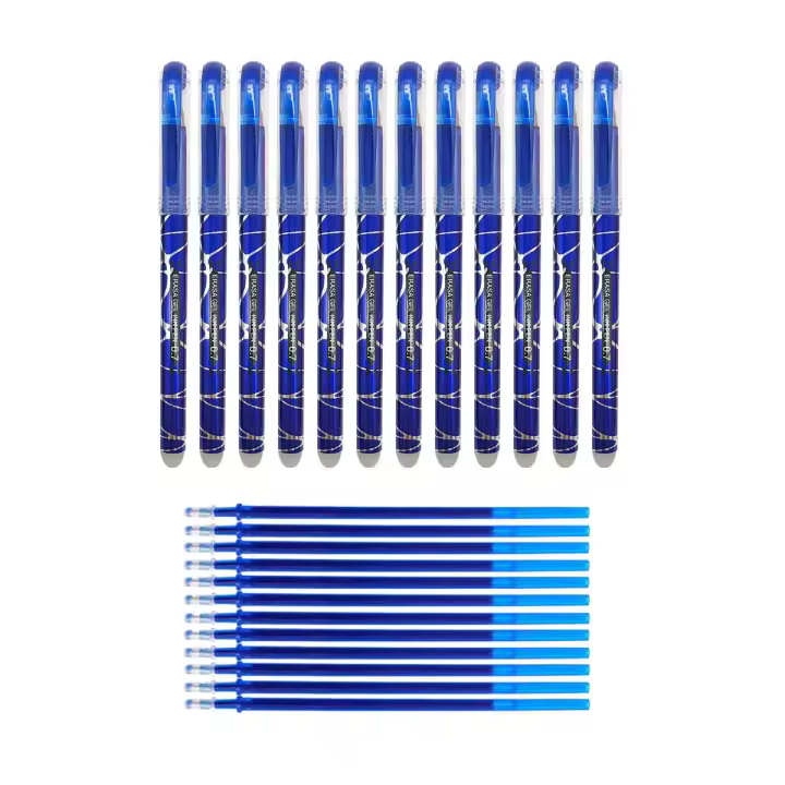 RHardware bolígrafos de tinta azul,12 bolígrafos borrable de 0,7mm y 12 recambio de gel de bolígrafos - 1