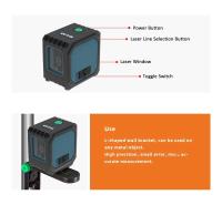 Nivel Laser HILDA 2 Líneas Recargable Por USB Mini Nivel Laser Auto Nivelado Con Láser Verde Rayos Horizontales Y Verticales - details 10