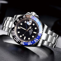 Reloj De Diversión GMT Para Hombres Con Movimiento NH34A Automático Acero Inoxidable Luminoso Correa Jubilee Hebilla Deslizante 200m Impermeable - details 1