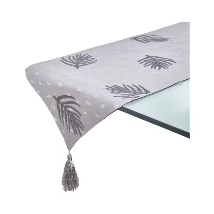 Camino 30*180 gris hoja bordada cerise  Material: Poliester Medidas (Ancho*Alto*Fondo): 30*180*0.4Presume de casa - 1