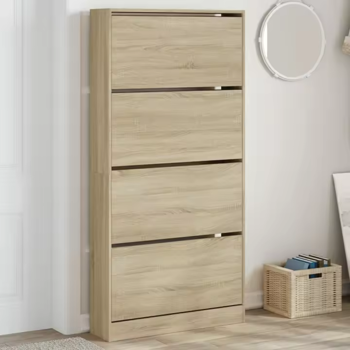 vidaXL Mueble zapatero 4 cajones abatibles roble Sonoma 80x21x163,5 cm - 1