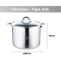 Renberg Alexander - Olla Alta 26 x 19 cm, 9.5 l, Acero Inoxidable Inducción, con Tapa de Vidrio, Base de 5 Capas de Aluminio Encapsulado, Excepcionalmente Duradera, Fácil de Limpiar - details 0