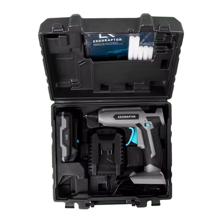 CecoRaptor Perfect Fix 2020 Pistola de Encolar Inalámbrica 20V 2000mAh con Barras de 11mm y 150mm de Largo - 1