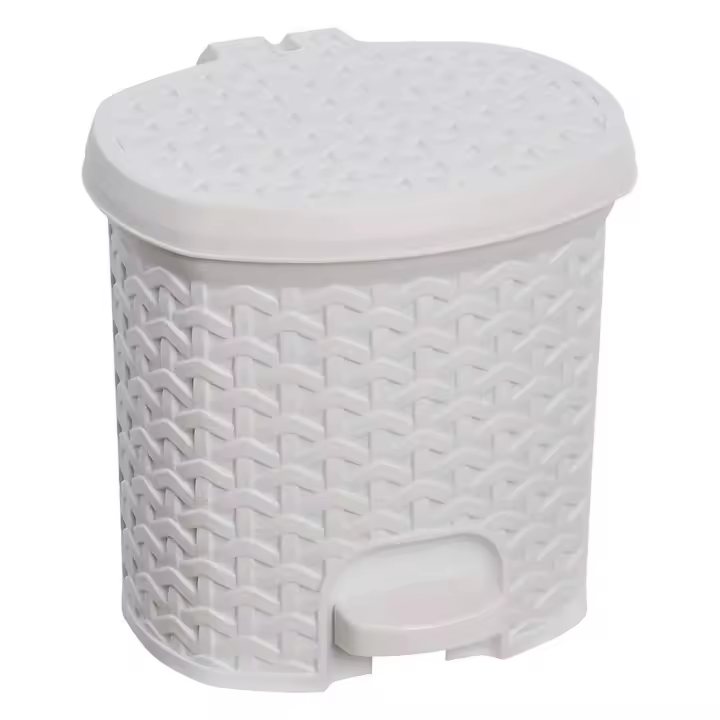 Keeeper Cubo de Basura Rattán con Pedal, 3L, Blanco Nórdico - 1