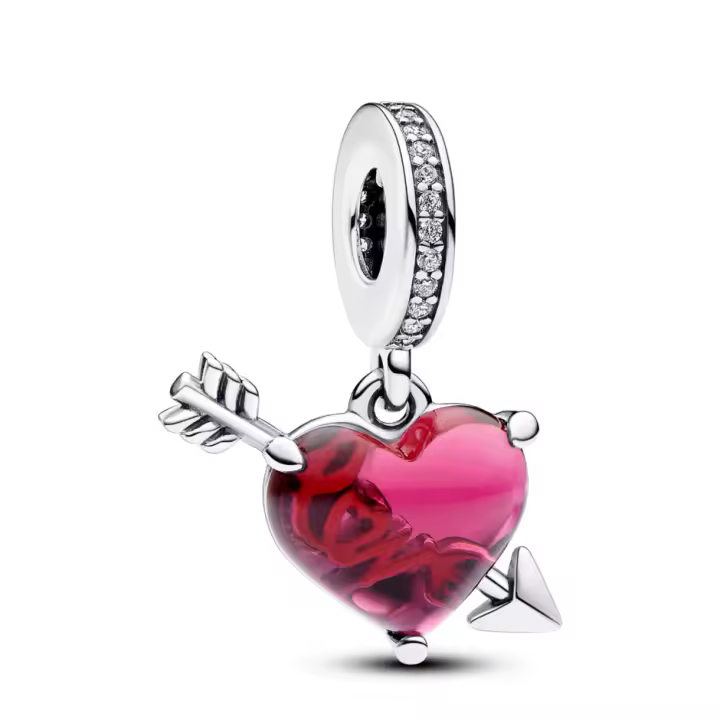 Pandora Charm Colgante de Cristal de Murano Corazón Rojo y Flecha 793085C01 , para Mujer - 1