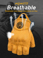 Guantes De Motocicleta Retro De Cuero MJMOTO Con Protección De Cierre Rígido Y Toque De Pantalla Medio Dedo Transpirables Para Hombre Y Mujer - details 2