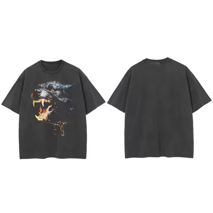 Camiseta De Algodón Para Hombre Estilo Hip Hop Con Gráfico De Perro Salvaje Rottweiler Camiseta Negra Vintage Streetwear Unisex - 1