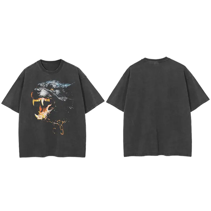 Camiseta De Algodón Para Hombre Estilo Hip Hop Con Gráfico De Perro Salvaje Rottweiler Camiseta Negra Vintage Streetwear Unisex - 1